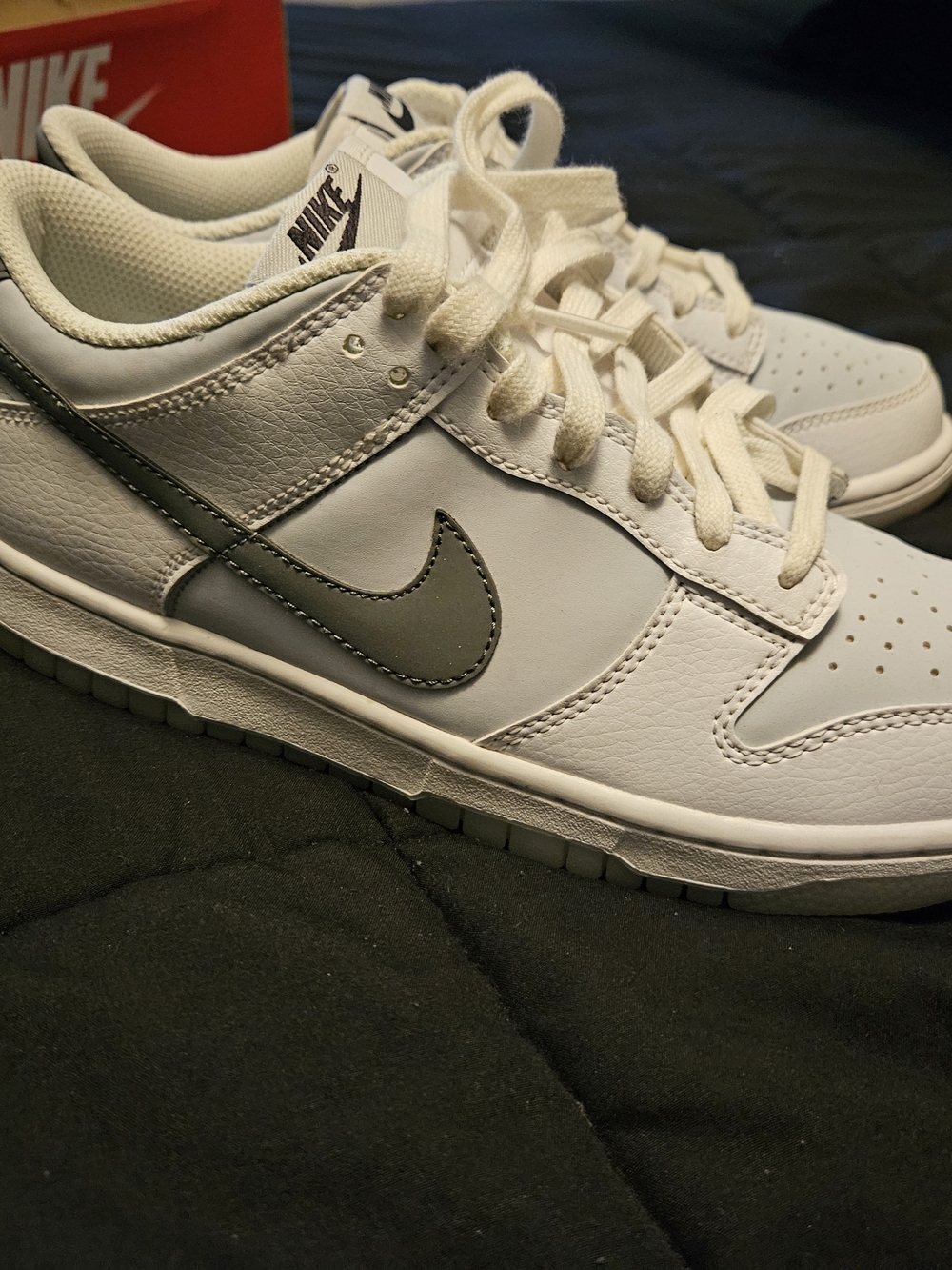 Nike Men’s White Low-Top Sneakers with Gray Swoosh
